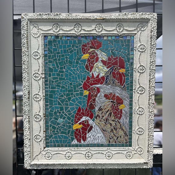 One of a kind BEAUTIFULnew hand made mosaic rooster wall art